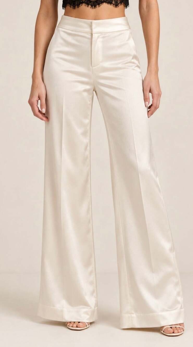 Alice + Olivia Dylan sayin wide leg pants Ivory size 6.. inseam 34